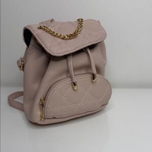 CLAIRE’S mini backpack purse rose pink gold chain hardware NEVER USED NEW NWOT